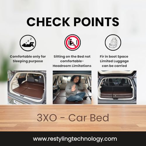 Image of Foldable Car Bed for XUV 3XO | Flat Sleeping Surface | Non-Inflatable | 60 /40 Split | Best for Long Trips with Children (Luxury Brown)