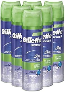 Gillette Series 3X Sensitive Shave Gel, Hydrates, Protects and Soothes Sensitive Skin 7 Ounce (Pack of 6)