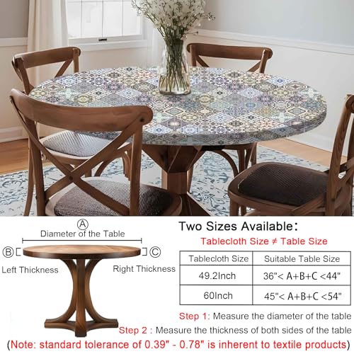 Fitted Round Tablecloth for 36-44" Tables Wrinkle Free Table Cover Minimalist Farm House Decor Kitchen Studio Apartment Gadget Canping Patio Appliances Country Romantic Closing Home Gifts