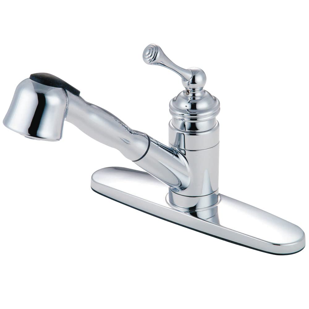 Robinet de cuisine vintage chrome poli pour sublimer un évier traditionnel