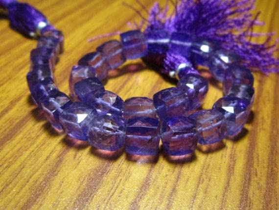 Améthyste perles cubes briolettes facettées de 6-7mm pour fil bijoux