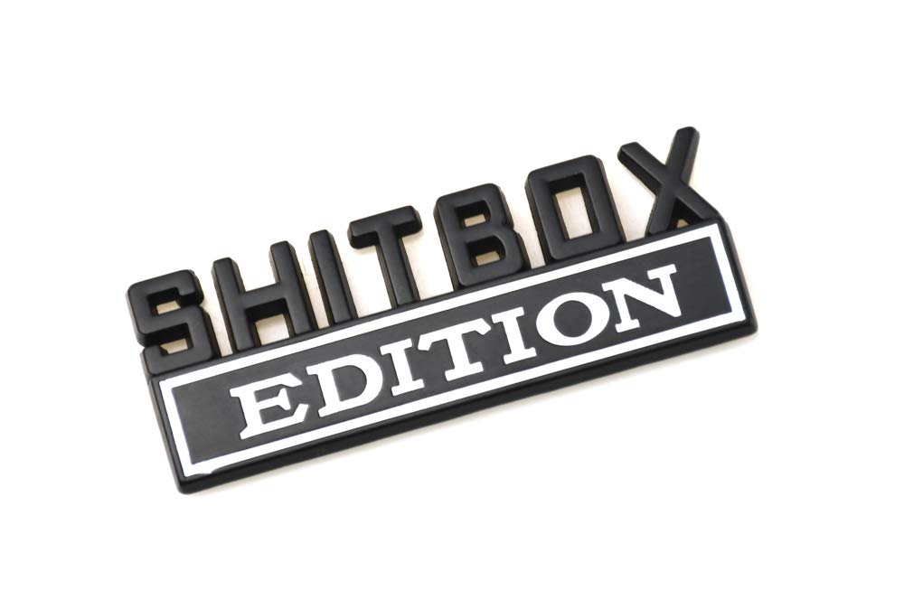 SHITBOX EDITION 3D Fender Badge Decals - Chrome Black Emblem For Ford Chevy Trucks