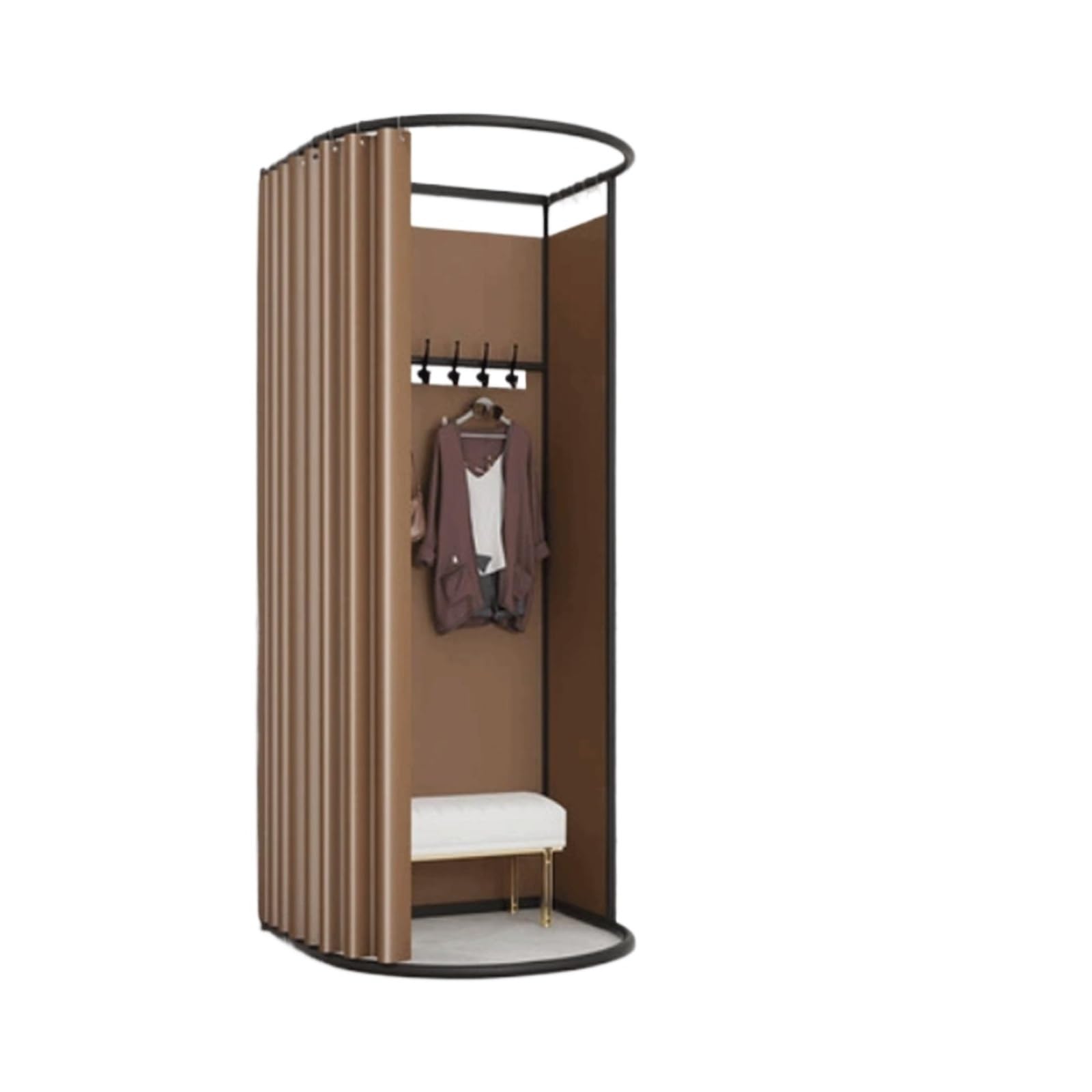 Chambre d'ajustement portable pliable pour magasins de vêtements, vestiaire temporaire (marron, 100 x 95 x 200 cm)