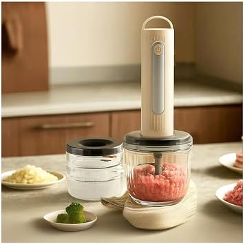 Electric Food Processor, USB Small Food Chopper, Electric Vegetable Chopper, Portable Rechargable Mincer, for Mincing and Puree, for Kitchen, restaurant White