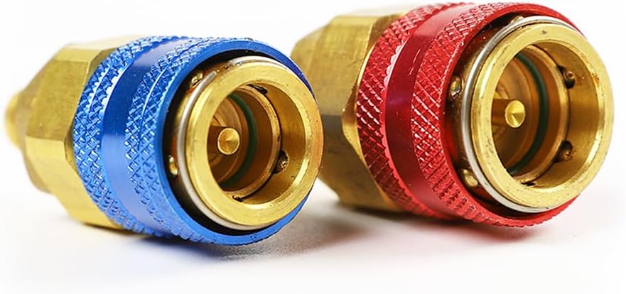 R134a AC Quick Coupler Adapters 1/4" SAE Male Flare High Low Freon Manifold Gauge Hose Conversion Kit for Automotive HVAC AC System I-Style