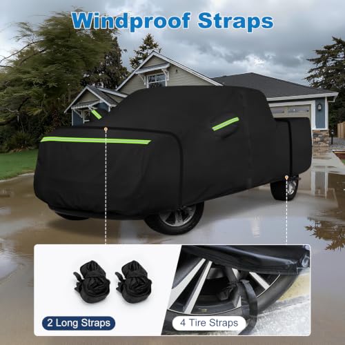 Image of QUNSUNUS Truck Cover for F150 SuperCab 6.5ft & Crew Cab 5.5ft Bed 2004-2025 | Heavy 420D Oxford All-Weather F150 Cover, with Zipper and Straps, Compatible with Silverado 1500 Crew Cab 5.8ft 2014-2025