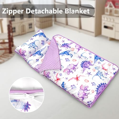 Image of Primlect Toddler Nap Mat Extra Large Thickened 55''x35'', Soft Sleeping Bag with Detachable Minky Blanket and Pillow, Portable for Daycare, Preschool, Kindergarten, Travel, Boys and Girls