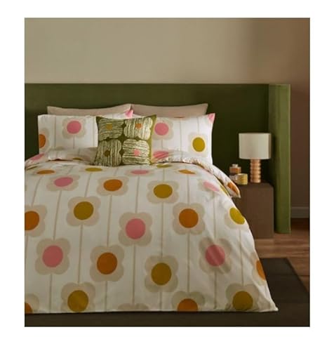 Orla Kiely Bedding - Abacus Flower 100% Cotton Duvet Cover Set - Sunrise (Super King (260cm x 220cm))