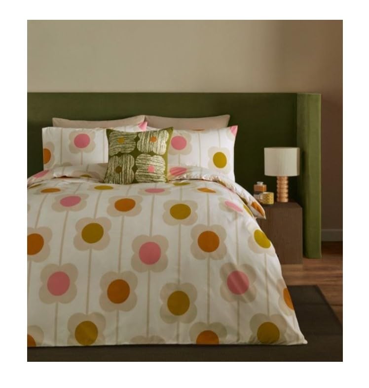Orla Kiely Parure de lit - Housse de couette 100 % coton - Motif fleurs de boulier - 1 paire de taies d'oreiller (50 x 75 cm)