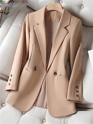 Double Breasted Blazers for Women Fashion Spring Long Sleeve Office Slim Solid Blazer Jacket2