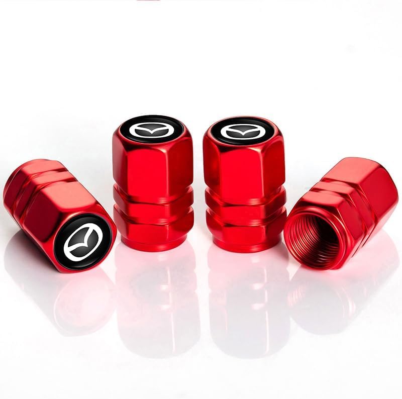4721B - Tire Air Valve May Leak - 2021 Mazda CX-30 & Mazda3 5 4Pcs Car Tire Valve Stem Caps, Corrosion Resistant Tire Valve Cap Accessory for Mazda CX-5 CX-7 CX-8 M6 MX5 RX7 RX8 A8 CX9 MX6 R3 M2 M5 All Models Wheel Cap Tires Air Caps Cove MZD_Red