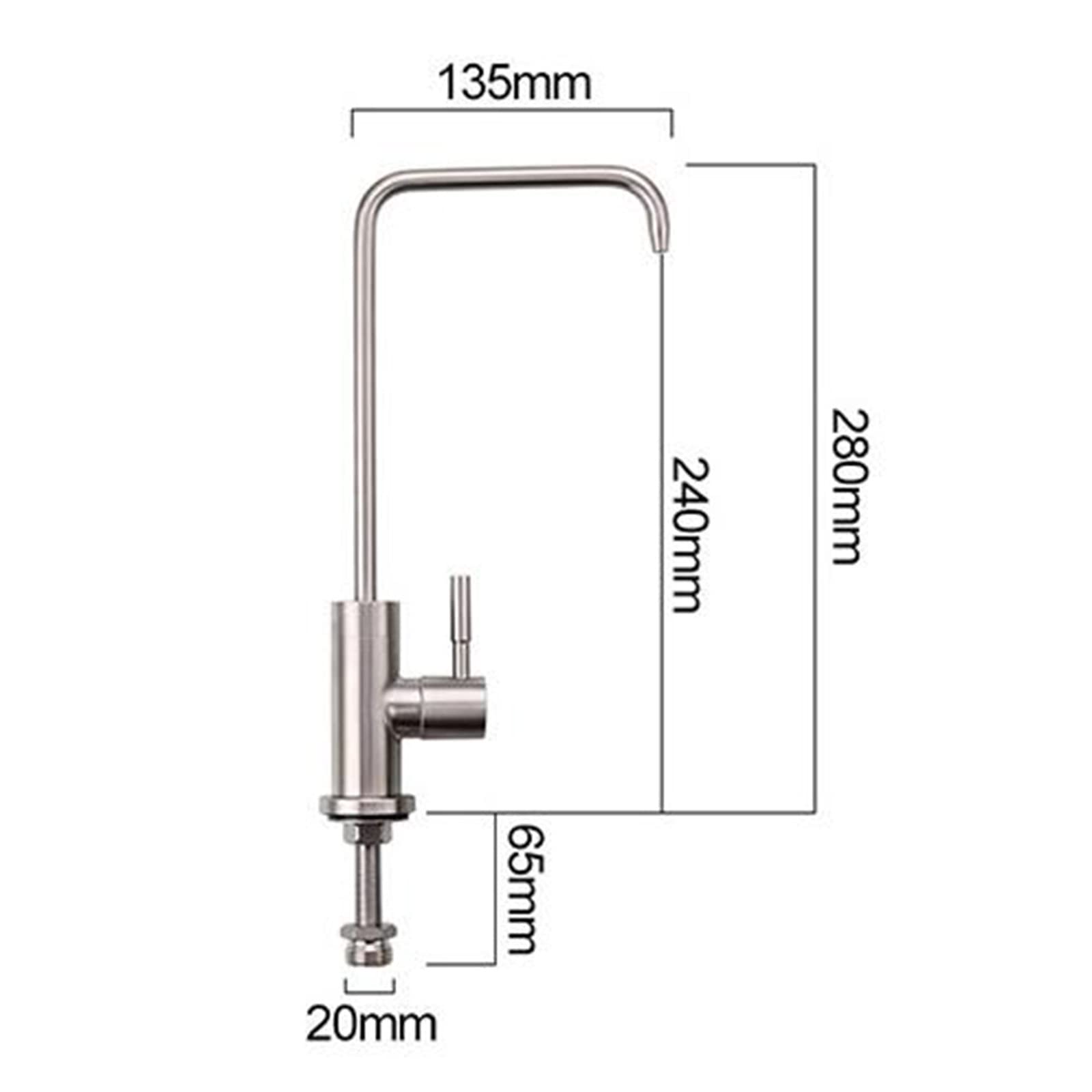 Grifo de Cocina Agua filtrada Grifo de Agua Potable Recto de Acero Inoxidable para purificador de Agua Grifo Mezclador de Cocina Cepillado