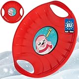 KOTARBAU® Rutschteller - ø 60 cm - Popo Rutscher - mit Griffen - Schlitten für Kinder & Erwachsene - Bob Schlitten - Kinderschlitten - Kunststoff - Rot
