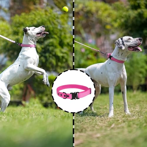 Image of Adil's Biothane Waterproof Dog Collar, Dog Leash & Collar Leash Combo | Heavy Duty TPU Coated Webbing | Adjustable Quick Release Buckle | Odour Resistant (Pink, L-22, Collar only)