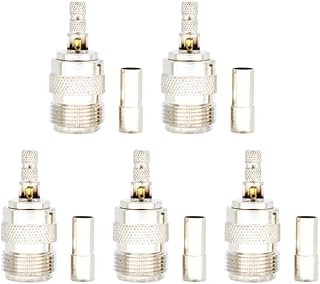 1/2/5Pieces Connector N Female Crimp RG58 RG142 LMR195 RG400 Cable RF Adapter Coaxial Connector Adapter Replacement N Female Crimp RF Connector RG142 Connector LMR195 Connector RF Connector For Cable