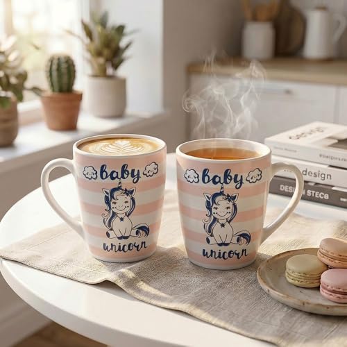 Image of U.P.C. U.P.C.Milk Mug Set of 2 | Ceramic & Bone China Coffee Milk Cups | Designer Printed Tea Coffee Mug Set | Large Capacity Milk Mugs | Microwave Safe Cup Set | Kitchen Drinkware Gift Set