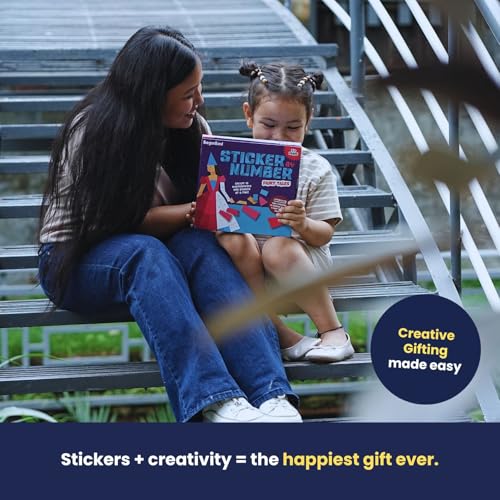 Image of BeginBird Sticker By Number DIY Art Activity Fairy Tales,Craft Kits & Supplies, Mess-Free Fun For Kids,Unicorns and Princesses,10 Magical Artworks, 500+ Stickers ,Art & Craft Kit,Travel Toys,Gifts for Boys & Girls Ages 5, 6, 7,8,9,10,12