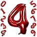 Red 4 Balloons,40 Inch Birthday Foil Balloon Party Decorations Supplies Helium Mylar Digital Balloons (Red Number 4)