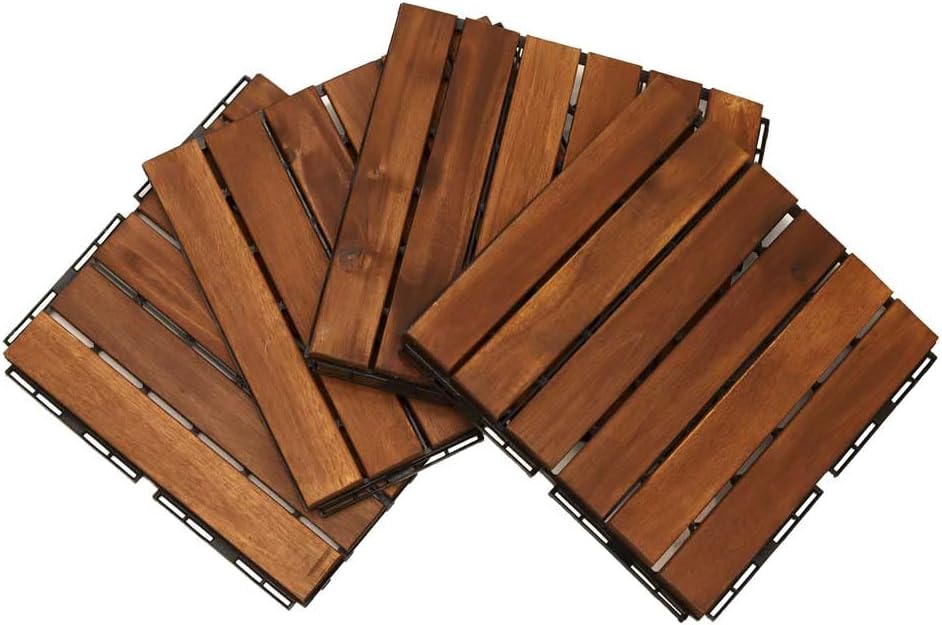 YATAI Wooden Floor Tiles, 31x31x2.5cm, Wood Decking Tiles, Floor Tiles, Office Floor Tiles, Home Floor Tiles, Diy Tiles, Garden Tiles - Pack of 10