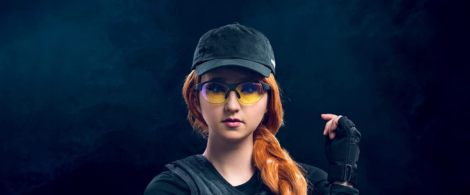 Gunnar Blaulichtfilter-Brille - 6-Siege - ASH - Onyx - Amber/Sun | Computer-/Gaming-Brille - 6-Siege ASH - Onyx - Amber/Sun Shift - 65–90 % Blaulicht- & 100 % UV-Schutz - Patentiert
