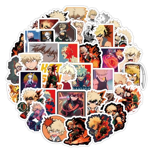 62Pcs Bakugo Sticker Anime Kawaii Waterproof Pack | Cute Aesthetics Vsco Cartoon Cool Deacls Graffiti Stickers Vinyl for Adults Water Bottle Skateboard Luggage Laptop Computer Phone