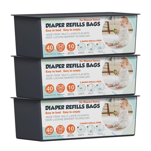 Upgrade Diaper Pail Refills Bags with 40 Bags Compatible with Gen...