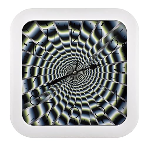 Battery Powered Silent And Tick Free Spiral Optical Illusion Gif Printed Square Clock Suitable for Offices, Bedrooms, Kitchens, Living Rooms, Offices, Classrooms, Schools, And Decorative Clocks.