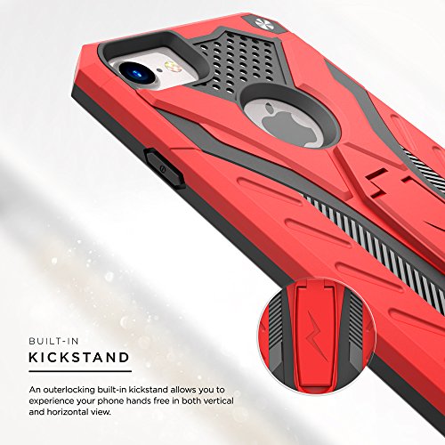 Zizo Static Series For Iphone 8 Case Military Grade Drop Tested With Built In Kickstand Iphone 7 Iphone 6S Case Red Black #TOP5