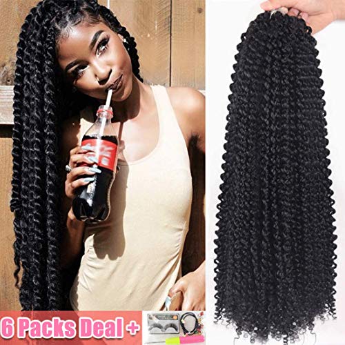 6Packs/Lot Passion Twist Crochet Hair Braids 18Inch Water Wave Crochet Hair Passion Twist Crochet Synthetic Braiding Extensions (1B#)