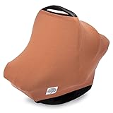 Picture of Parker Baby 4 in 1 Car Seat Cover for Girls and Boys - Stretchy Carseat Canopy, Nursing Cover, Grocery Cart Cover, High Chair Cover - “Copper”