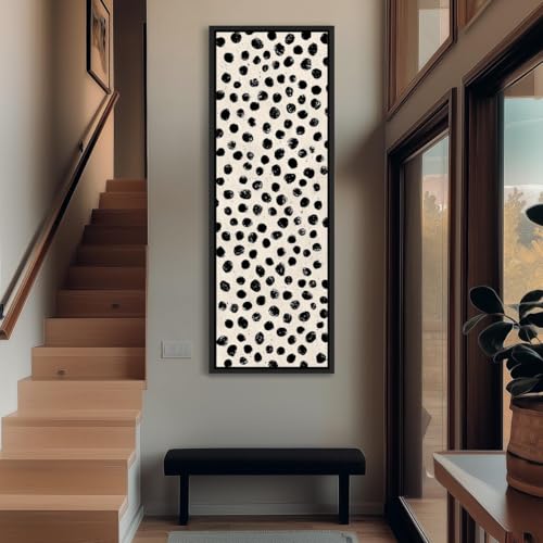 Toile imprimée dalmatien avec cadre motif pois déco noir et blanc