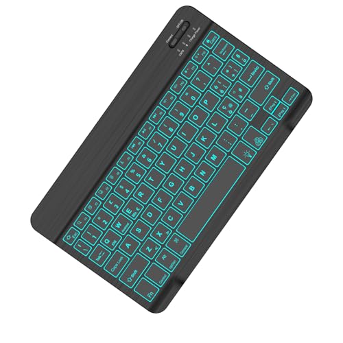 IVEOPPE Tastiera Bluetooth Wireless Retroilluminata, Tastiera Bluetooth Wireless Ultrasottile per iPad, iPad Pro, Tablet Compatibile con Android/Samsung/Huawei/Xiaomi/Lenovo, Nero