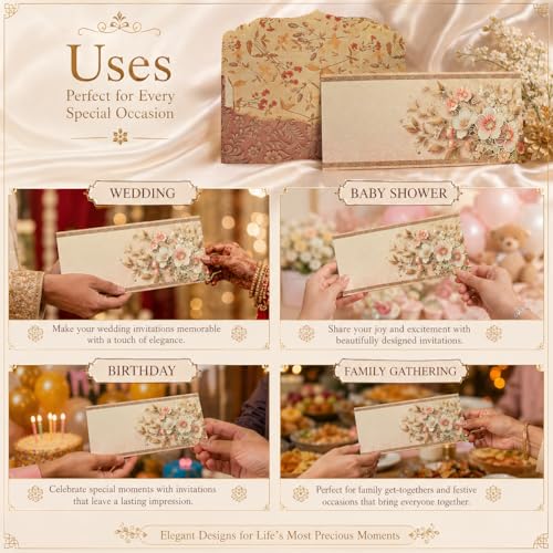 Image of Fonsie cash shagun fancy design envelopes pack of 75 for gifting money on wedding gift, baby shower, shagun, family gatherings(Floral).