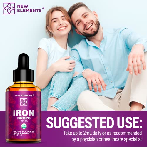 Iron Supplement For Women & Men Free Blood Builder, Iron Vitamin For Anemia Usda Organic Liquid Iron Drops For Adults With Mct Oil, Natural Grape Flavor, Faster Absorption & Immune Support, 2 Fl Oz #TOP5