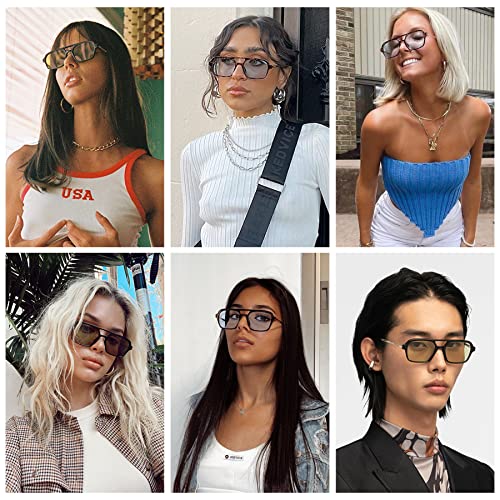 NULOOQ Retro 70s Flat Aviator Sunglasses for Women Men, Vintage Square Small Frame Shades Driving UV400 Protection2