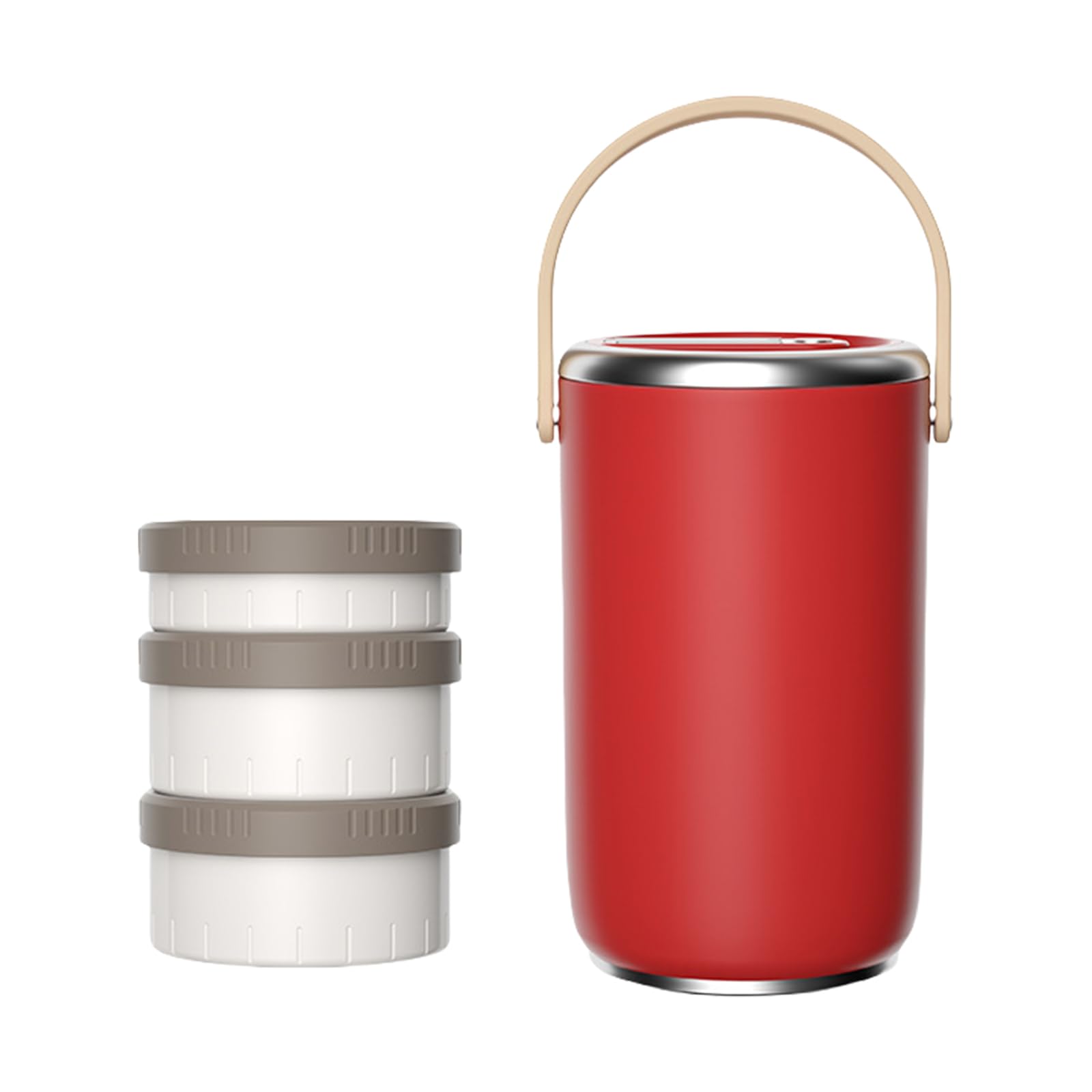 MALSSE Bentos Lunch Box with Handle Large Capacity Stainless Steel Insulated Food Container with Stackable Compartment Portable Insulated Food Jar with Handle