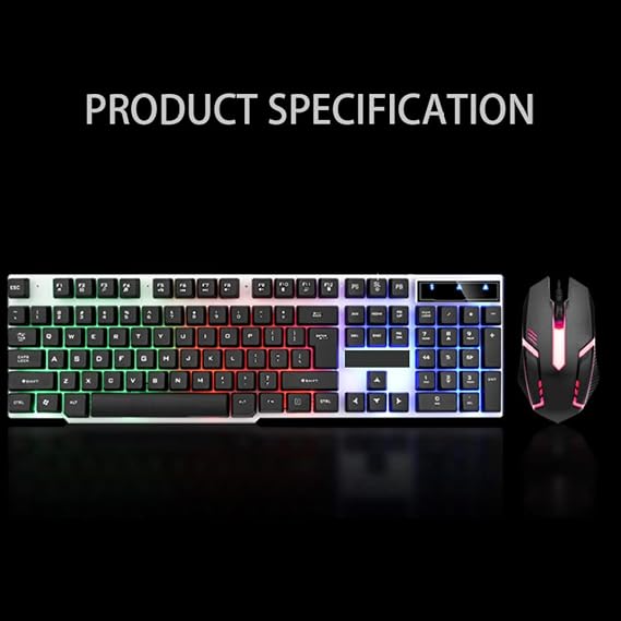 Gaming Keyboard and Mouse Set Usb Wired Gtx300 Combo with Backlit Light Up for Pc Computer Laptop Desktop Black, Keyboard Mouse Set