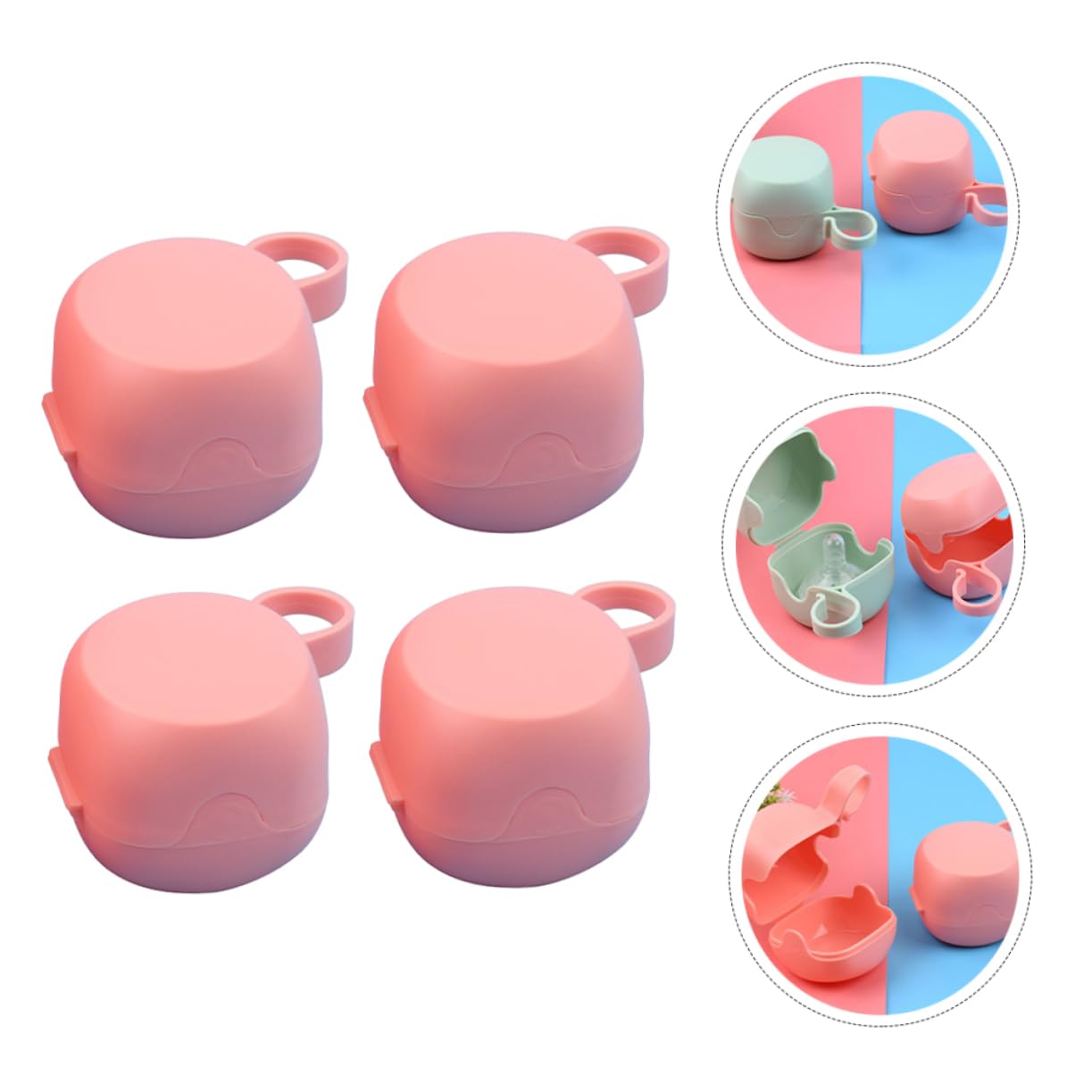 Yardwe 4Pcs Pacifier Storage Box Set for Babies Portable Teether Case Dustproof Design PP Material for Travel and Everyday Use Random Color