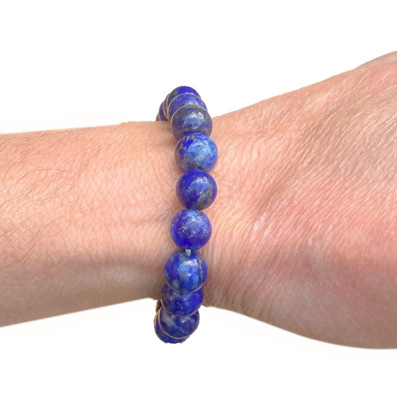 LKBEADS Naturalna bransoletka z koralikami lapis 6 mm rondelle smooth 7 cali półprecyzyjne kamienie koraliki, bransoletka z koralikami, dla mężczyzn i kobiet, uzdrawiająca, kryształowa, rozciągliwa,