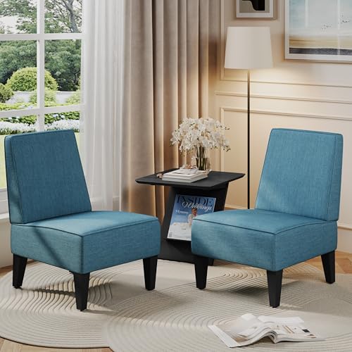 Sillón sin brazos terciopelo azul miniatura 3