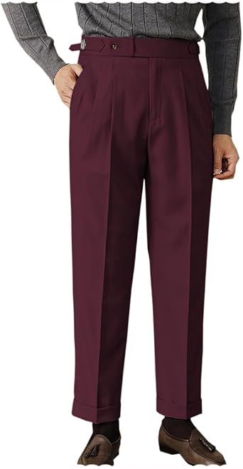 Mens Classic-Fit Business Pants Dress Suit Pants-Pleated Casual Trousers