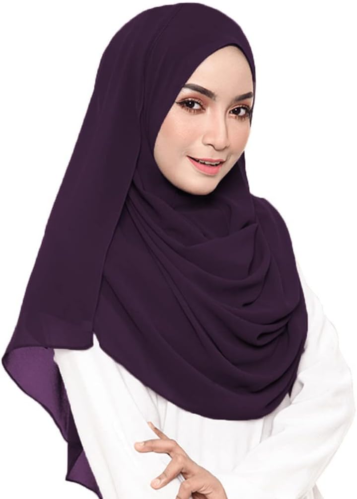 LMVERNA Solid Color Bubble Chiffon Scarf for Women Fashion Soft Hijab Long Scarfs Wrap Scarves