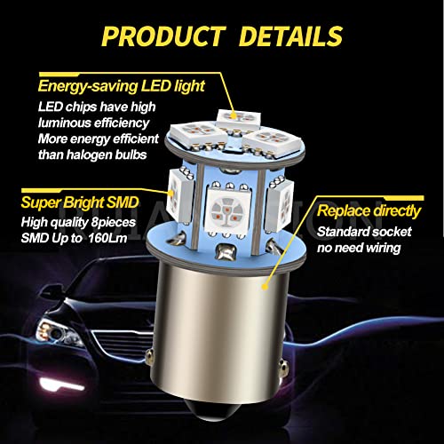 2 luces LED 1156/BA15S 12V Amarillas Super Brillantes miniatura 2