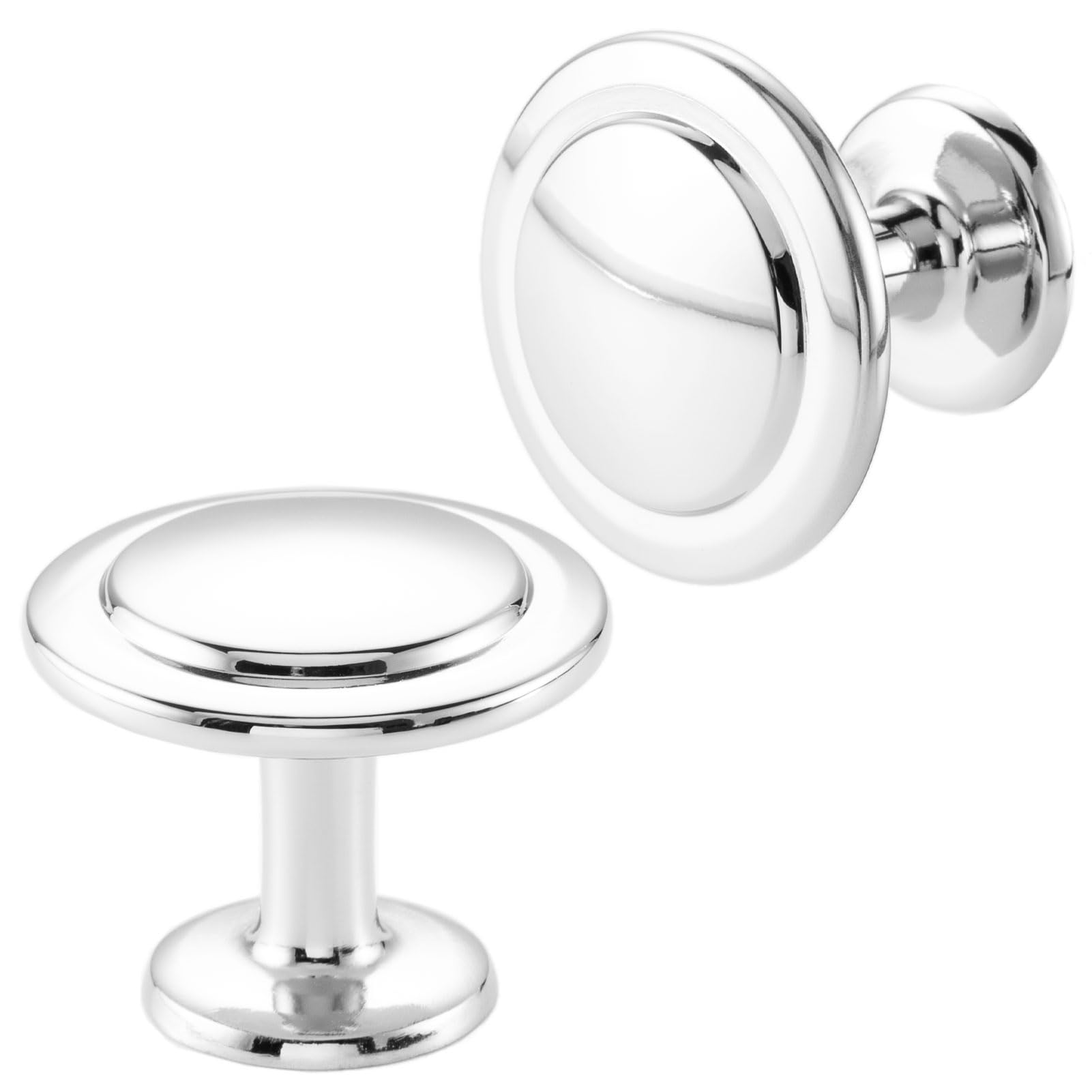 BEROSSA Polished Chrome Cabinet Knobs Chrome Drawer Knobs, 10 Pack 1-1/4 Inch, 8222 Round Single Hole Cabinet Pulls for Kitchen Cabinets Drawers
