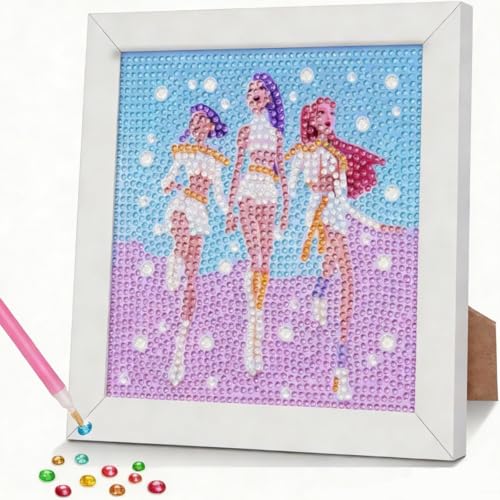 HecticCore 5D Kpop Diamond Painting demon Kinder mit rahmen DIY Diamond Painting Set Diamant Painting Mädchen Erwachsene Bilder Arts Craft für Home Wand Decor Cartoon Mosaikherstellung 15x15cm