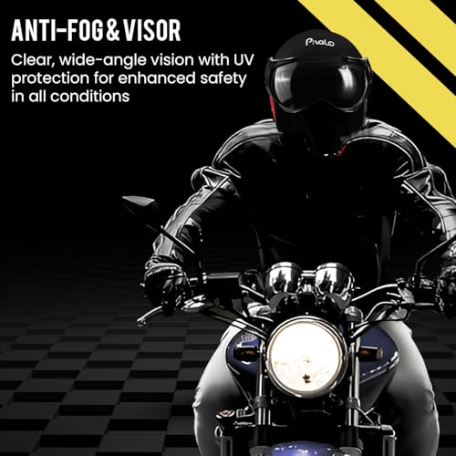Image of Pivalo 580MM Star Half Face Helmet with Outer Clear Visor Matt Finish Scratch Resistant Open-Face for Bike Scooty Riding Men and Women - Pack of 1
