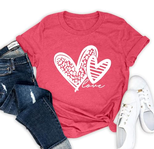 Valentines Shirt for Womens Cute Love Heart T-Shirts Casual Short Sleeve XOXO Graphic Tees Tops — view 5