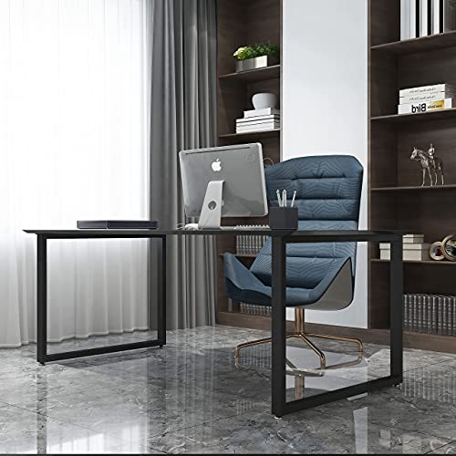 Image of Metal Table Legs 28''Hight 35'' Wide Heavy Duty Furniture Legs, Modern Desk Legs Multiple Uses for Dinning Table Coffee Table (Rectangle Shape, 2pcs)-Black