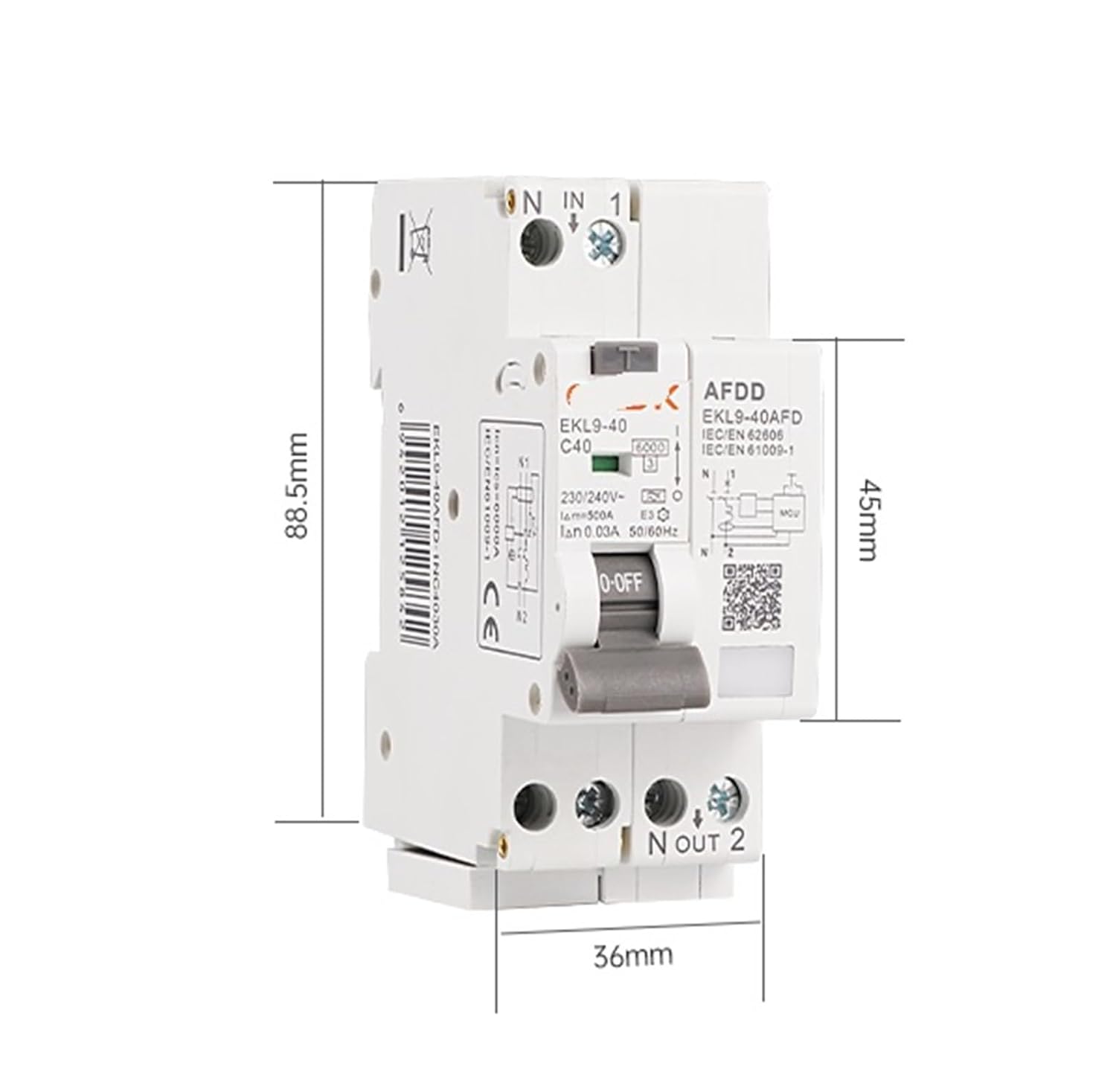 EKL9-40 Overload Leakage Short Circuit Protection 2P 30mA 32A 40A arc Fault Protector Circuit Breaker EKL9 AFDD(40A)