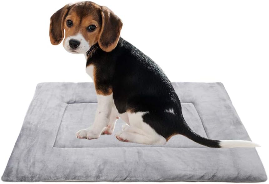 Sunny Dog Bed Mat Soft Crate Pad Washable Kennel Pads Anti-Slip Mattress (40in, Grey)